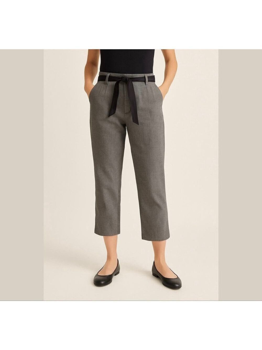Loft NWT petite gray velvet belt slim straight dress pants Sz 10P